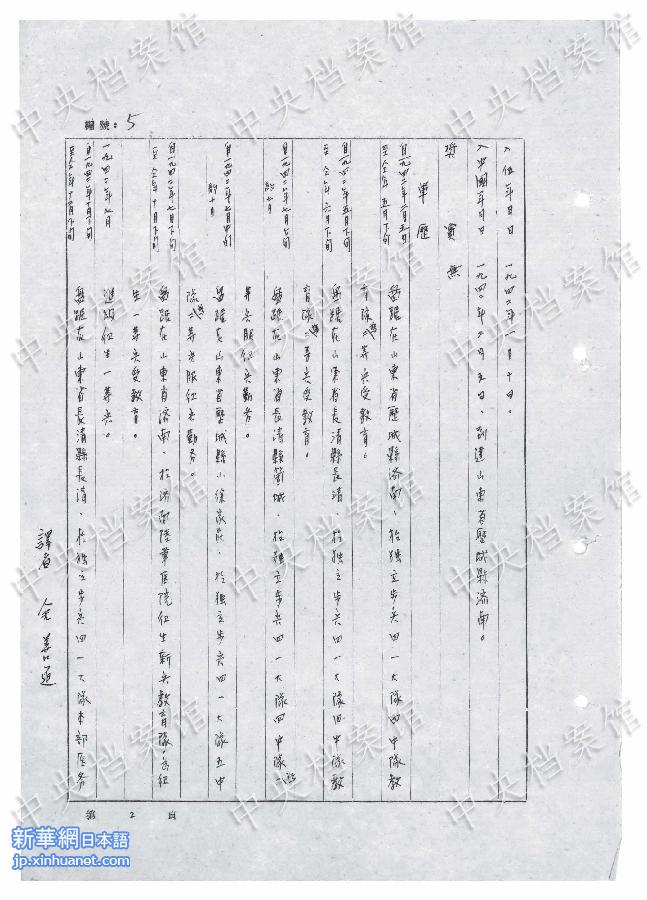 （日本侵华战犯笔供）（3）中国国家档案局发布《日本侵华战犯笔供选》第二十一集：长田友吉 