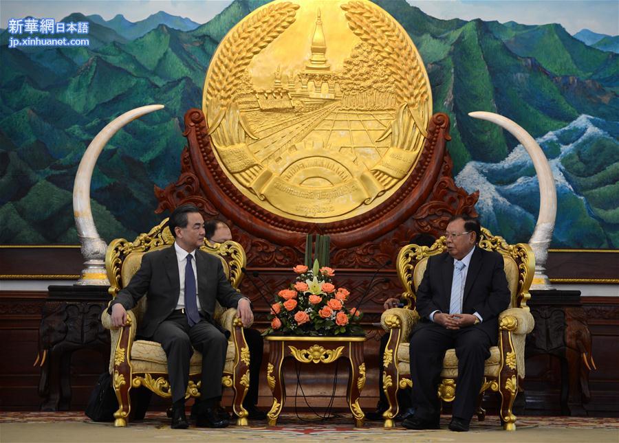 （XHDW）老挝党中央总书记、国家主席本扬会见王毅
