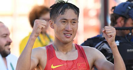 陸上・男子20キロ競歩、中国の王鎮選手が優勝