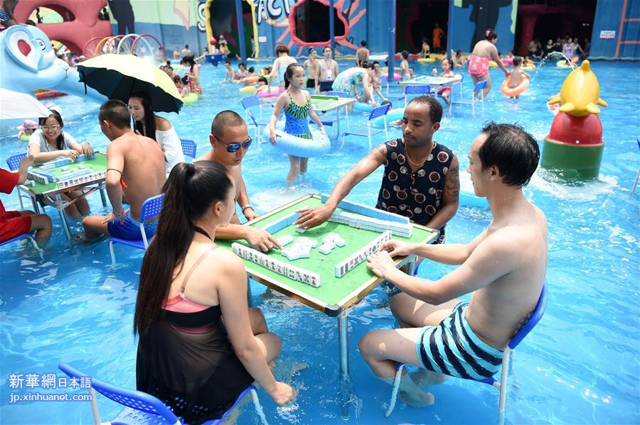 （晚报）（4）重庆市民水中打麻将消暑