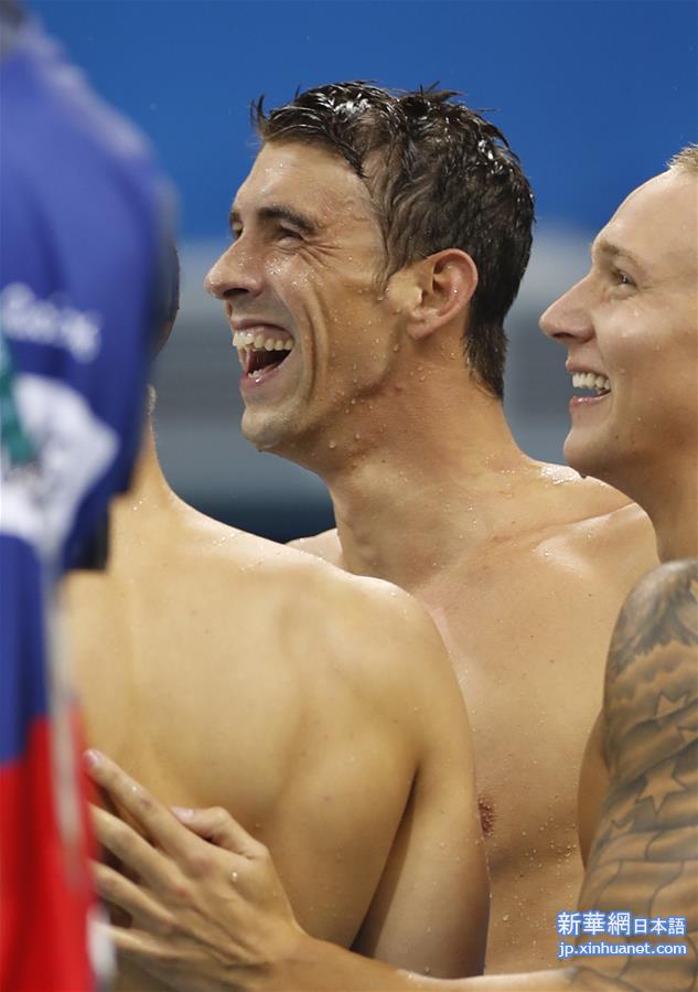 （里约奥运会·夺冠一刻）（13）游泳——美国队获得男子4x100米自由泳接力冠军