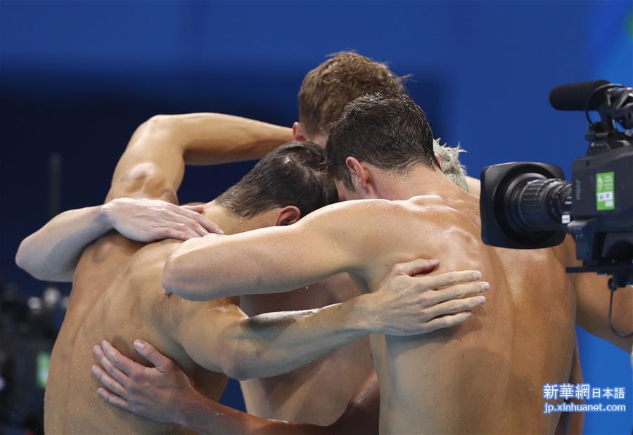 （里约奥运会·夺冠一刻）（2）游泳——男子4x200米自由泳接力：美国队夺冠