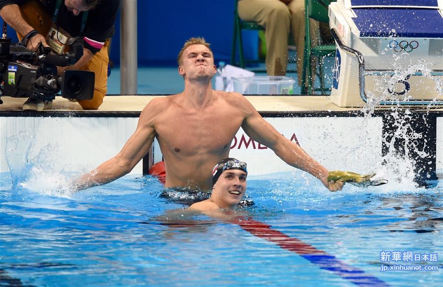 （里约奥运会·夺冠一刻）（10）游泳——男子200米蛙泳：哈萨克斯坦选手巴兰金夺冠