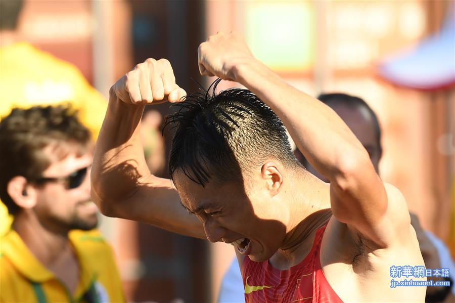 （里约奥运会·夺冠一刻）（2）田径——男子20公里竞走：中国选手王镇夺冠