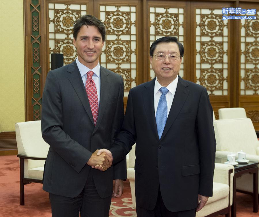 （时政）张德江会见加拿大总理特鲁多
