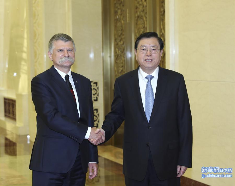 （时政）张德江与匈牙利国会主席克韦尔举行会谈