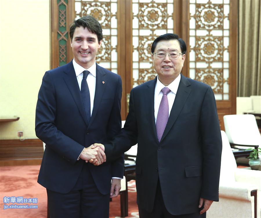 （时政）张德江会见加拿大总理特鲁多