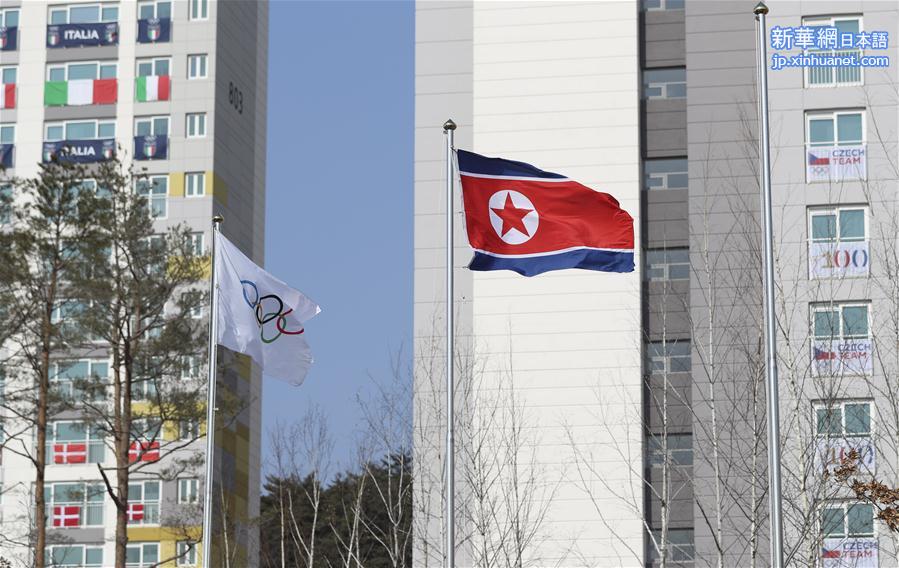（冬奥会）（2）朝鲜体育代表团举行升旗仪式