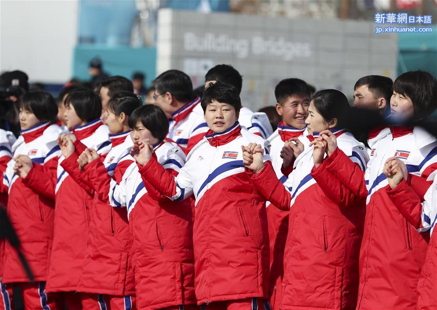 （冬奥会）（9）朝鲜体育代表团举行升旗仪式