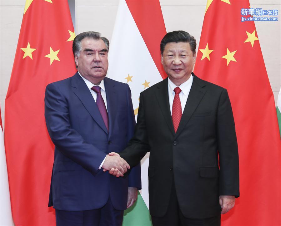 （上合青岛峰会）习近平会见塔吉克斯坦总统拉赫蒙