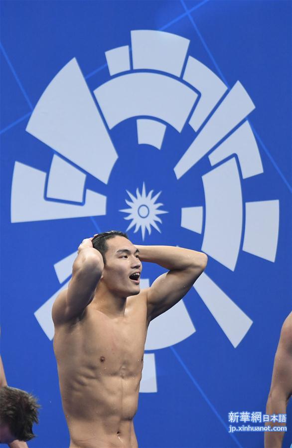 （亚运会）（22）游泳——男子4X100米混合泳接力：中国夺冠