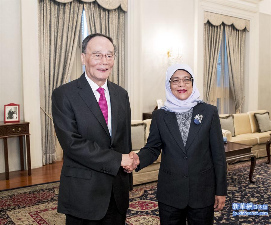 （时政）王岐山会见新加坡总统哈莉玛