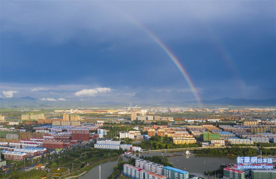 （环境）（1）吉林珲春出现双彩虹