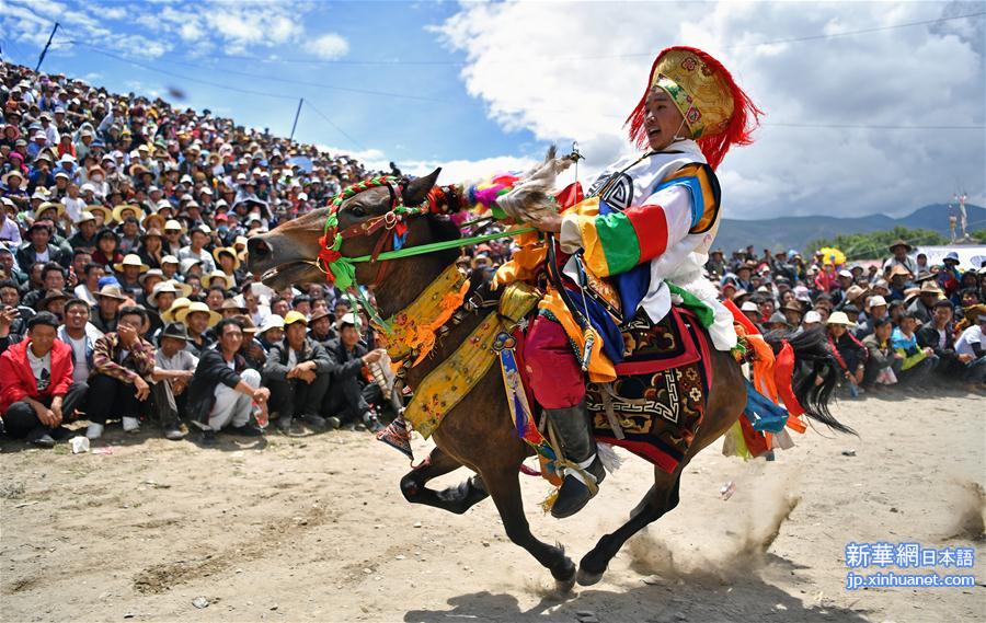 （体育）（5）拉萨河谷举行传统赛马活动