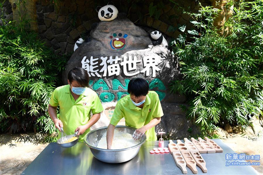 （社会）（1）海口：大熊猫品月饼过中秋