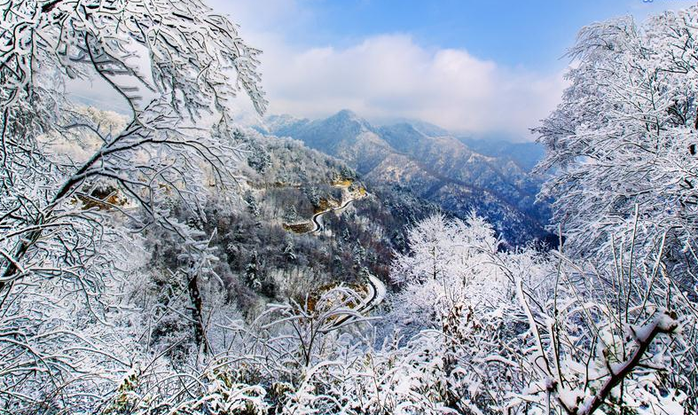 陝西省漢中市で雪　紫柏山が童話の世界に