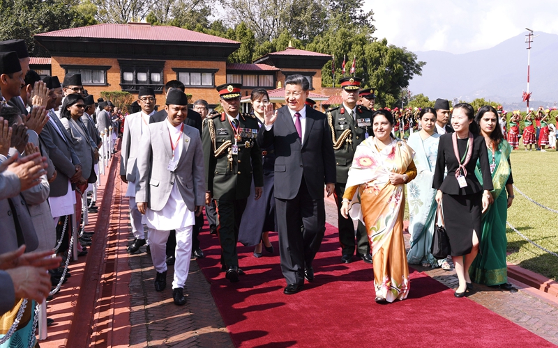 習近平主席、ネパール大統領が開いた歓送式典に出席