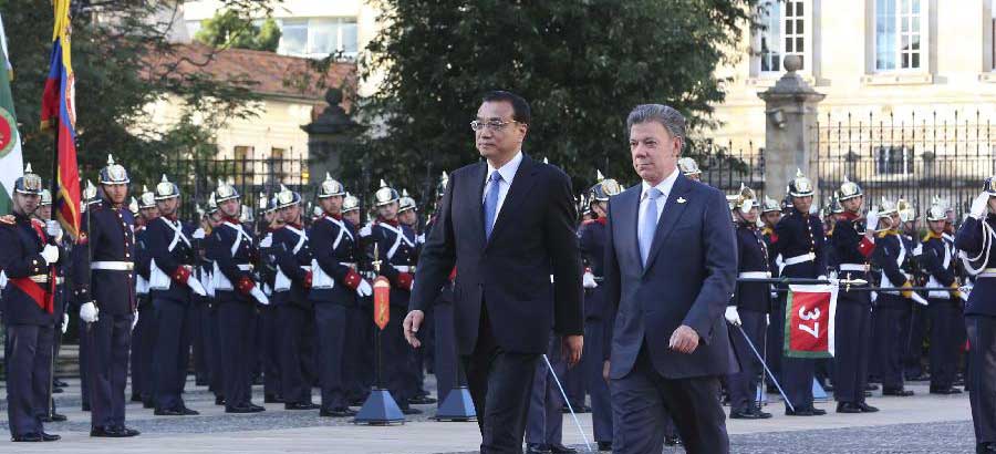 コロンビアのサントス大統領、李克強総理のために歓迎式を行い