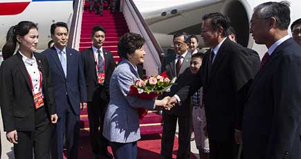 韓国の朴槿恵大統領北京に到着