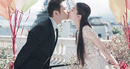 俳優ホァンシャオミンと女優Angelababyの結婚記念写真が公開