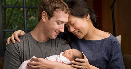 フェイスブックのCEOザッカーバーグさんの娘が生まれ、家族写真が公開され