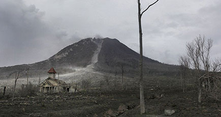 噴火5年後のインドネシアの火山　周辺がゴーストタウンに
