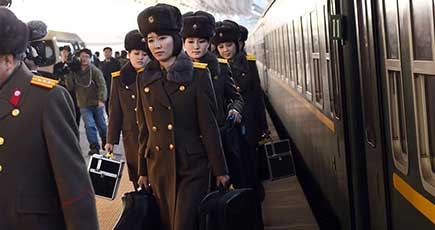 朝鮮の楽団、北京到着