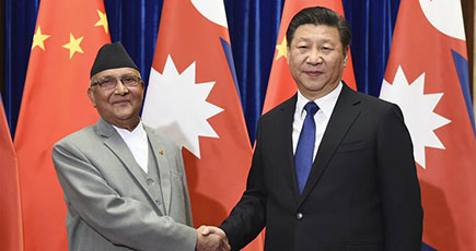 習近平主席がネパールのオリ首相と会見