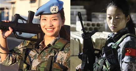 中国の名刺、中国平和維持部隊の女性兵士たち