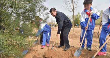 中国共産党と国家の指導者は首都の植樹ボランティア活動に参加