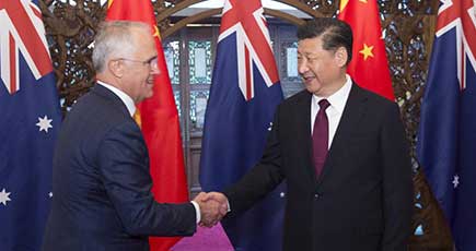 習近平主席はオーストラリアのマルコム・ターンブル首相と会見