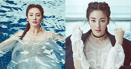 女優キティ・チャンの表紙写真、水でびっしょり濡れたセクシーな姿