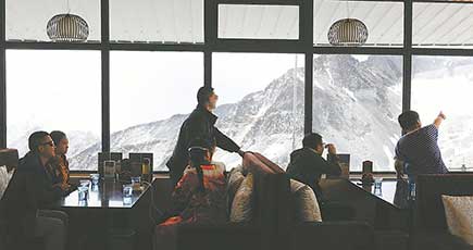 達古氷河の頂上にある「孤独なカフェ」　標高4860M