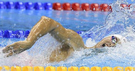 競泳、孫楊が水泳男子400メートル自由形の銀メダルを獲得