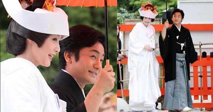 美しい白無垢姿の藤原紀香、片岡愛之助と京都で結婚式