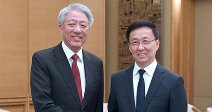 韓正氏、シンガポールのテオ・チーヒエン副首相と会見
