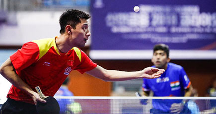 卓球韓国オープン　張継科がインドのデサイに勝利