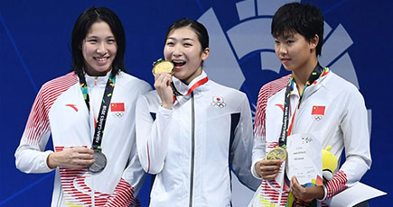 第１８回アジア大会　競泳女子１００ｍ自由形表彰式