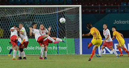 第１８回アジア大会　サッカー女子１次リーグ　中国がタジキスタン下す
