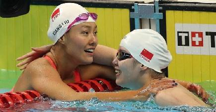 第１８回アジア大会　中国の劉湘が世界新で優勝　競泳女子５０ｍ背泳ぎ