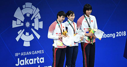 第１８回アジア大会　女子５０ｍバタフライ表彰式