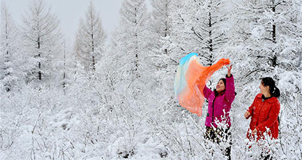 雪化粧のフルンボイル市　内モンゴル自治区