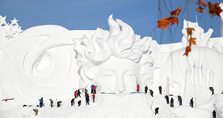 太陽島国際雪像芸術博覧会のメイン雪像公開　黒竜江省ハルビン市