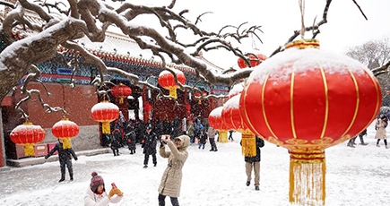 北京で積雪　美しい白銀の世界に変身