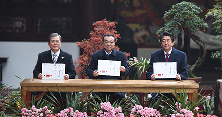 李克強総理、文大統領、安倍首相と共に中日韓協力２０周年記念行事に出席