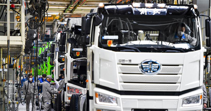 中国トラック大手の一汽解放、１～３月生産９万台超